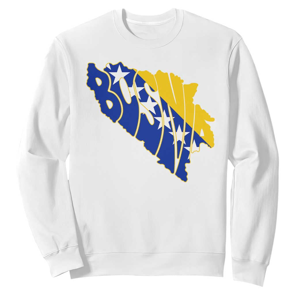 Bosnia And Herzegovina Word Art Map Sweatshirt Bosnian Pride Gift