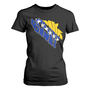 Bosnia And Herzegovina Word Art Map T Shirt For Women Bosnian Pride Gift