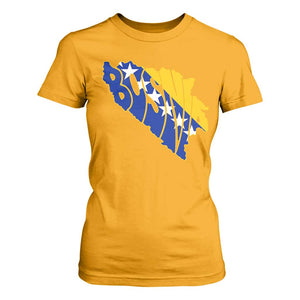 Bosnia And Herzegovina Word Art Map T Shirt For Women Bosnian Pride Gift