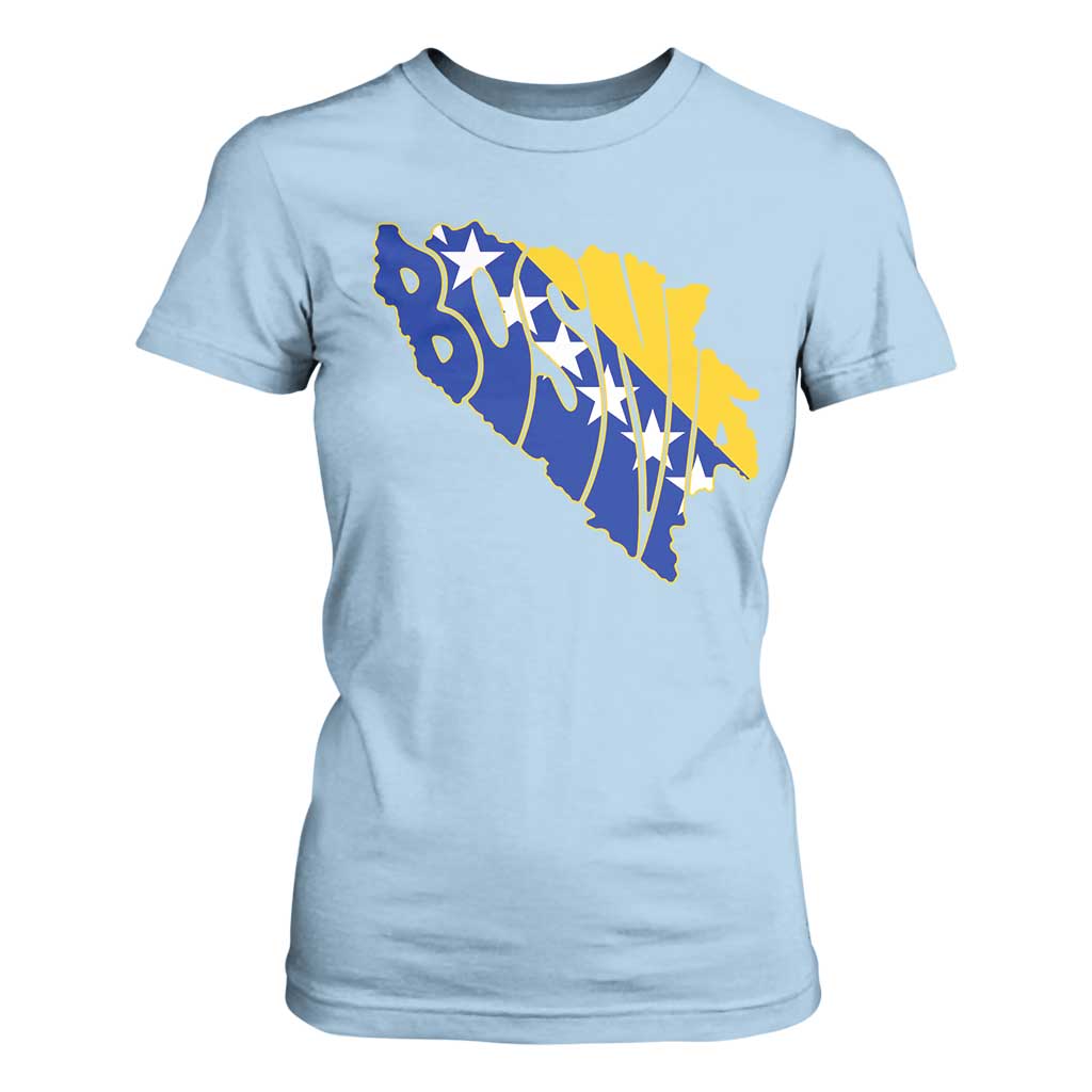 Bosnia And Herzegovina Word Art Map T Shirt For Women Bosnian Pride Gift