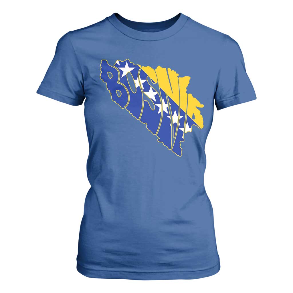 Bosnia And Herzegovina Word Art Map T Shirt For Women Bosnian Pride Gift
