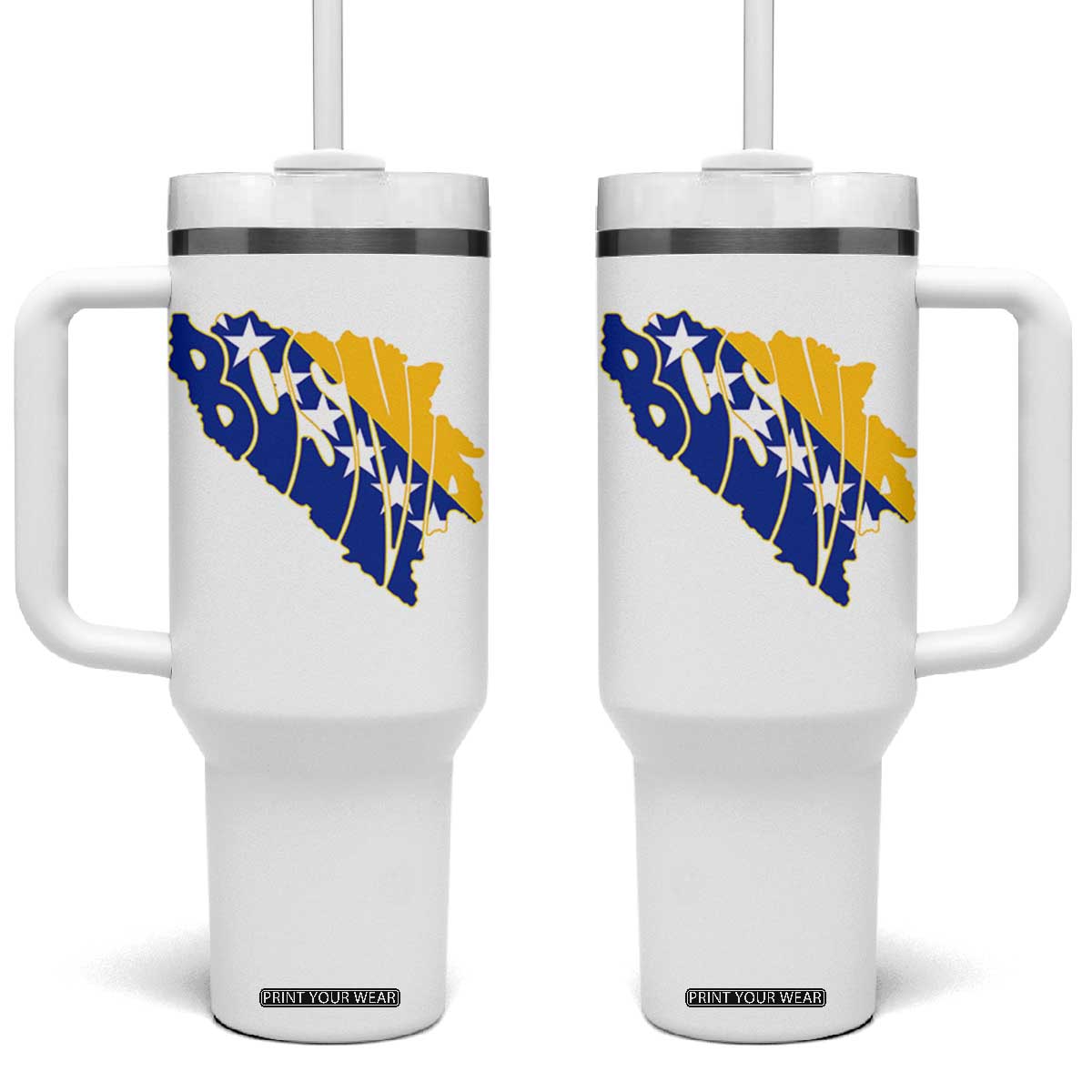 Bosnia And Herzegovina Word Art Map Tumbler With Handle Bosnian Pride Gift