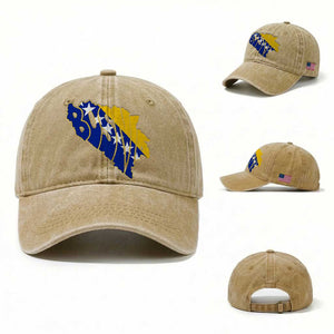 Bosnia And Herzegovina Word Art Map Washed Cotton Baseball Cap Bosnian Pride Gift