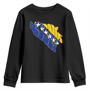 Bosnia And Herzegovina Word Art Map Youth Sweatshirt Bosnian Pride Gift