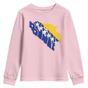 Bosnia And Herzegovina Word Art Map Youth Sweatshirt Bosnian Pride Gift