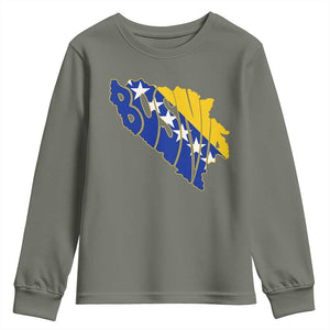 Bosnia And Herzegovina Word Art Map Youth Sweatshirt Bosnian Pride Gift