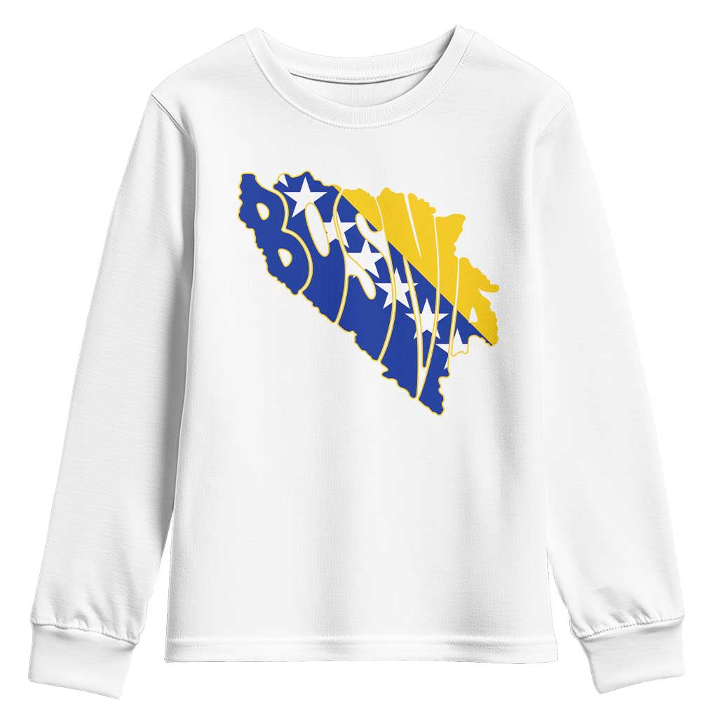 Bosnia And Herzegovina Word Art Map Youth Sweatshirt Bosnian Pride Gift