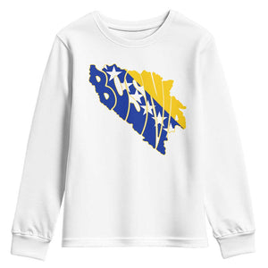 Bosnia And Herzegovina Word Art Map Youth Sweatshirt Bosnian Pride Gift