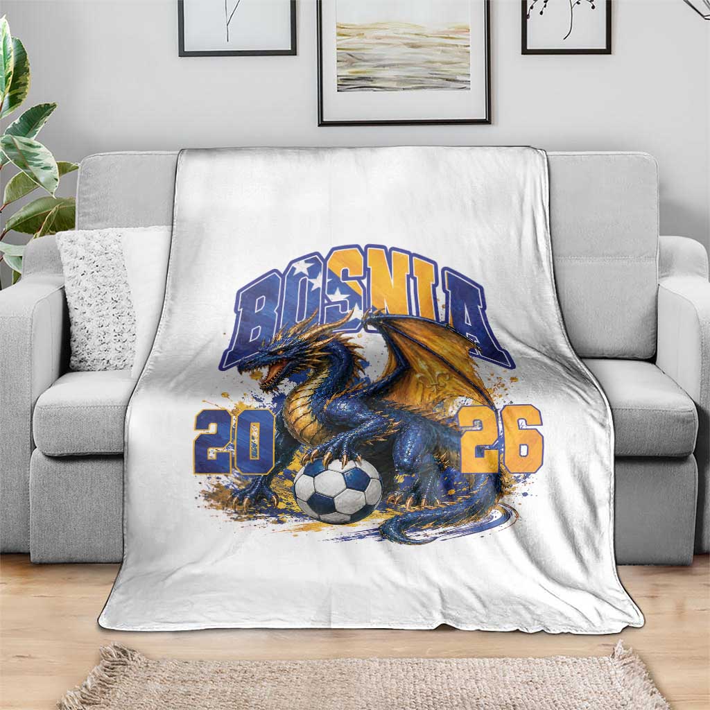 Bosnian Dragon Fudbal Fan Throw Blanket Bosnia And Herzegovina Pride