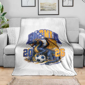 Bosnian Dragon Fudbal Fan Throw Blanket Bosnia And Herzegovina Pride