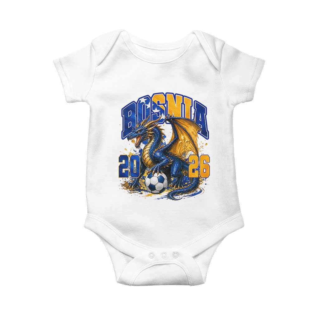 Bosnian Dragon Fudbal Fan Baby Onesie Bosnia And Herzegovina Pride TS12 White Print Your Wear