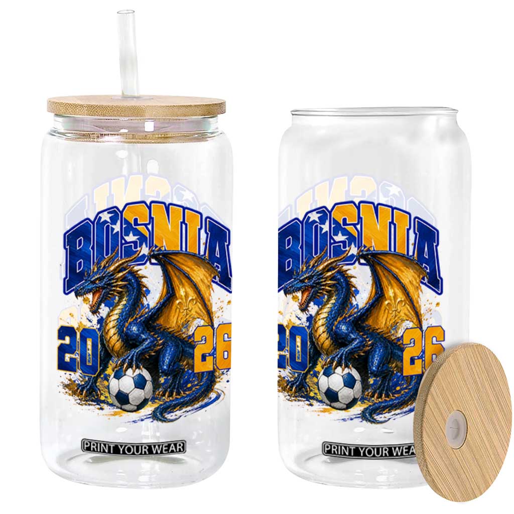 Bosnian Dragon Fudbal Fan Glass Can Bosnia And Herzegovina Pride