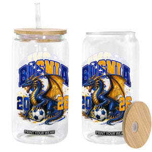 Bosnian Dragon Fudbal Fan Glass Can Bosnia And Herzegovina Pride