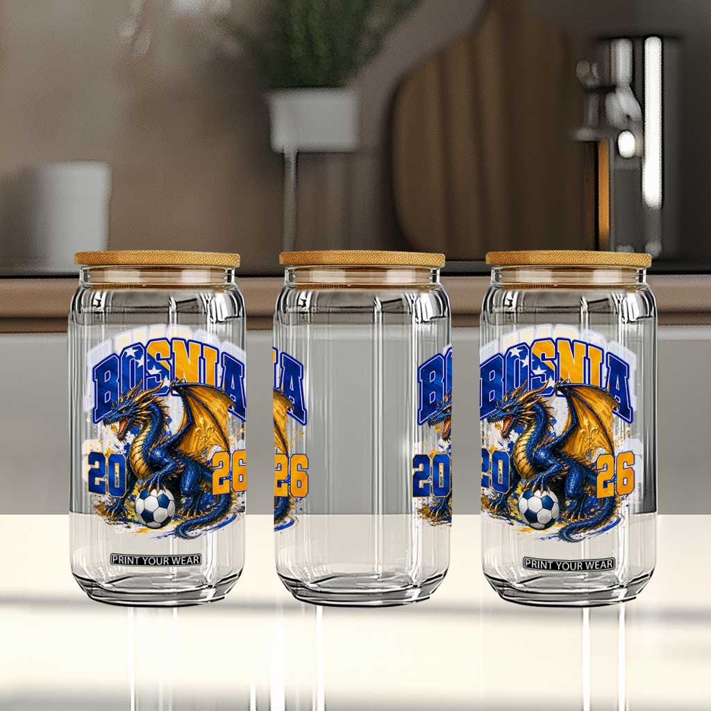 Bosnian Dragon Fudbal Fan Glass Can Bosnia And Herzegovina Pride