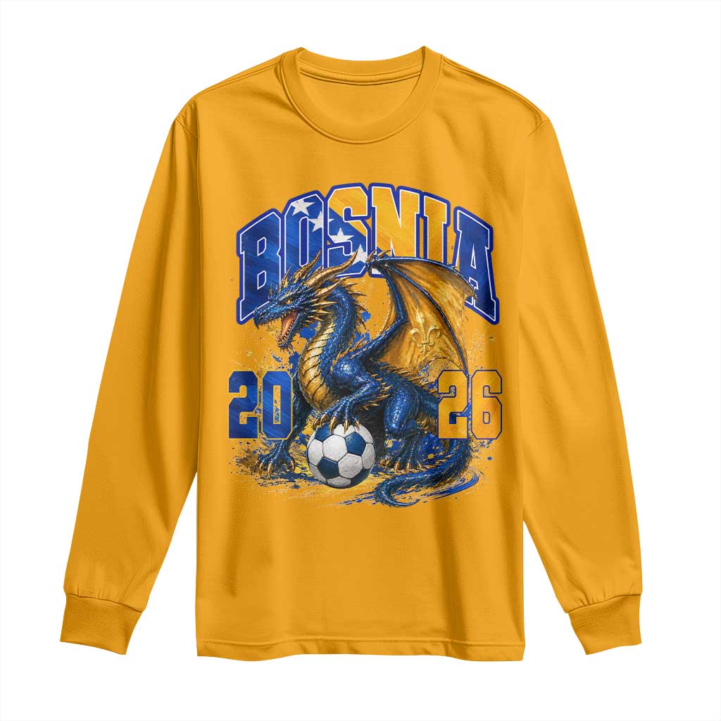 Bosnian Dragon Fudbal Fan Long Sleeve Shirt Bosnia And Herzegovina Pride