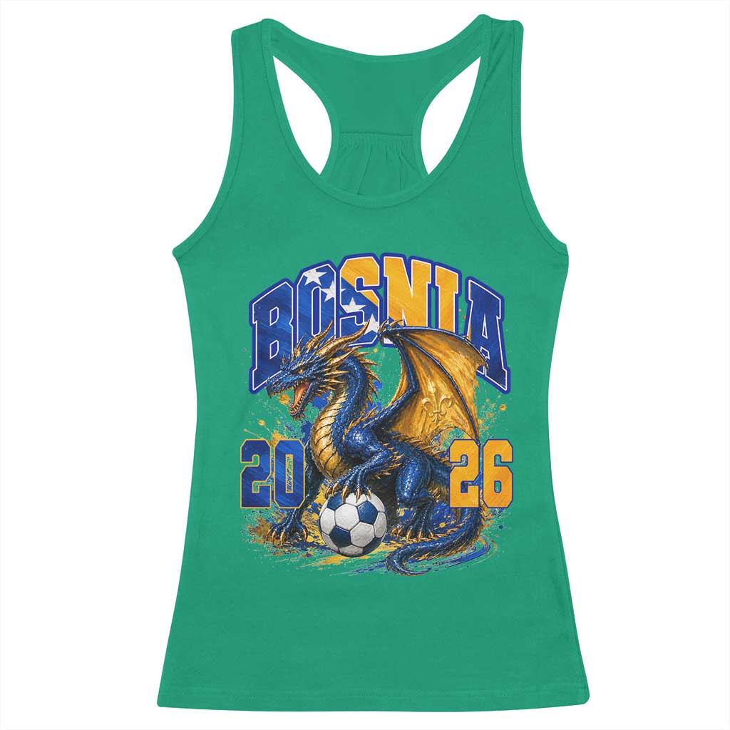 Bosnian Dragon Fudbal Fan Racerback Tank Top Bosnia And Herzegovina Pride