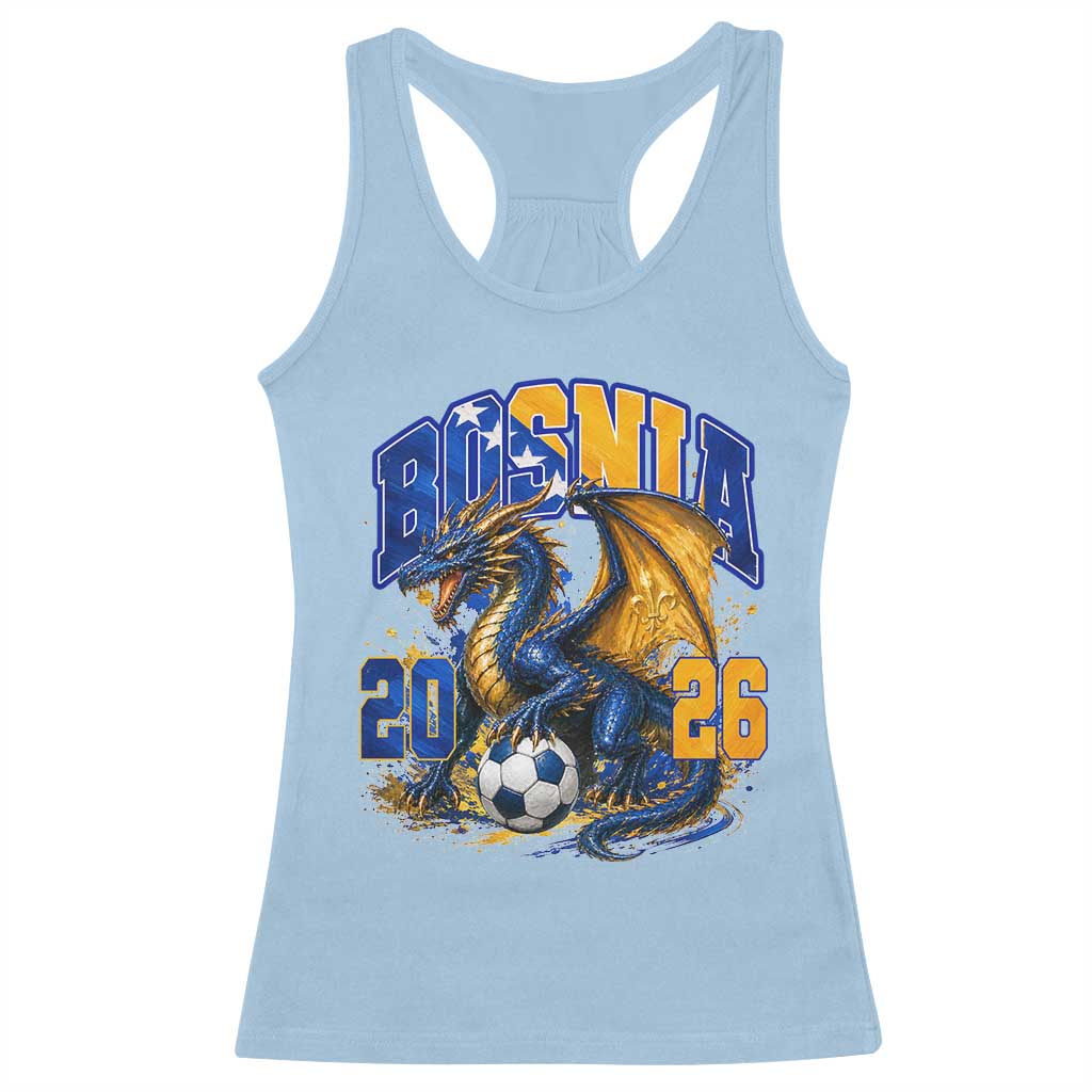 Bosnian Dragon Fudbal Fan Racerback Tank Top Bosnia And Herzegovina Pride