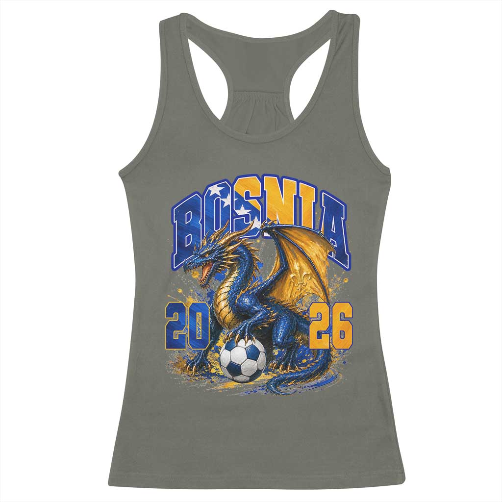Bosnian Dragon Fudbal Fan Racerback Tank Top Bosnia And Herzegovina Pride