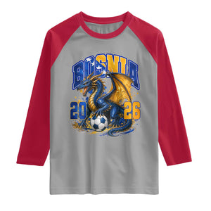 Bosnian Dragon Fudbal Fan Raglan Shirt Bosnia And Herzegovina Pride