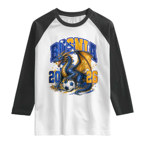 Bosnian Dragon Fudbal Fan Raglan Shirt Bosnia And Herzegovina Pride
