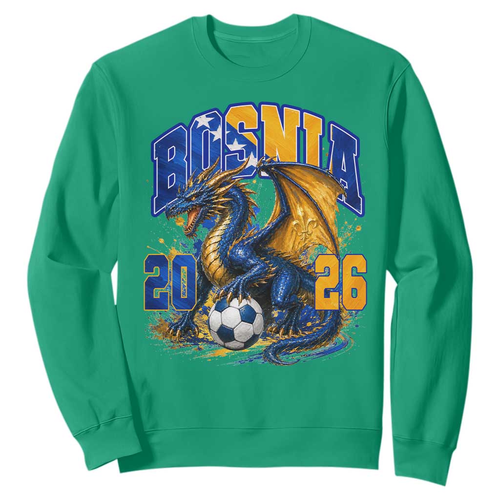Bosnian Dragon Fudbal Fan Sweatshirt Bosnia And Herzegovina Pride