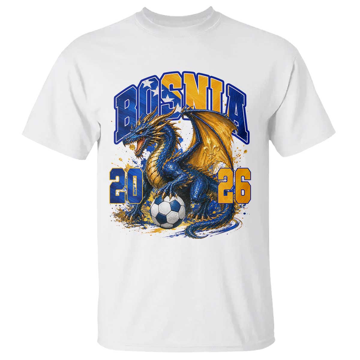 Bosnian Dragon Fudbal Fan T Shirt Bosnia And Herzegovina Pride TS12 White Print Your Wear