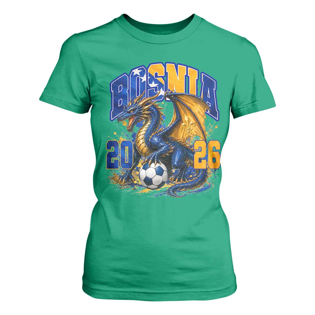 Bosnian Dragon Fudbal Fan T Shirt For Women Bosnia And Herzegovina Pride