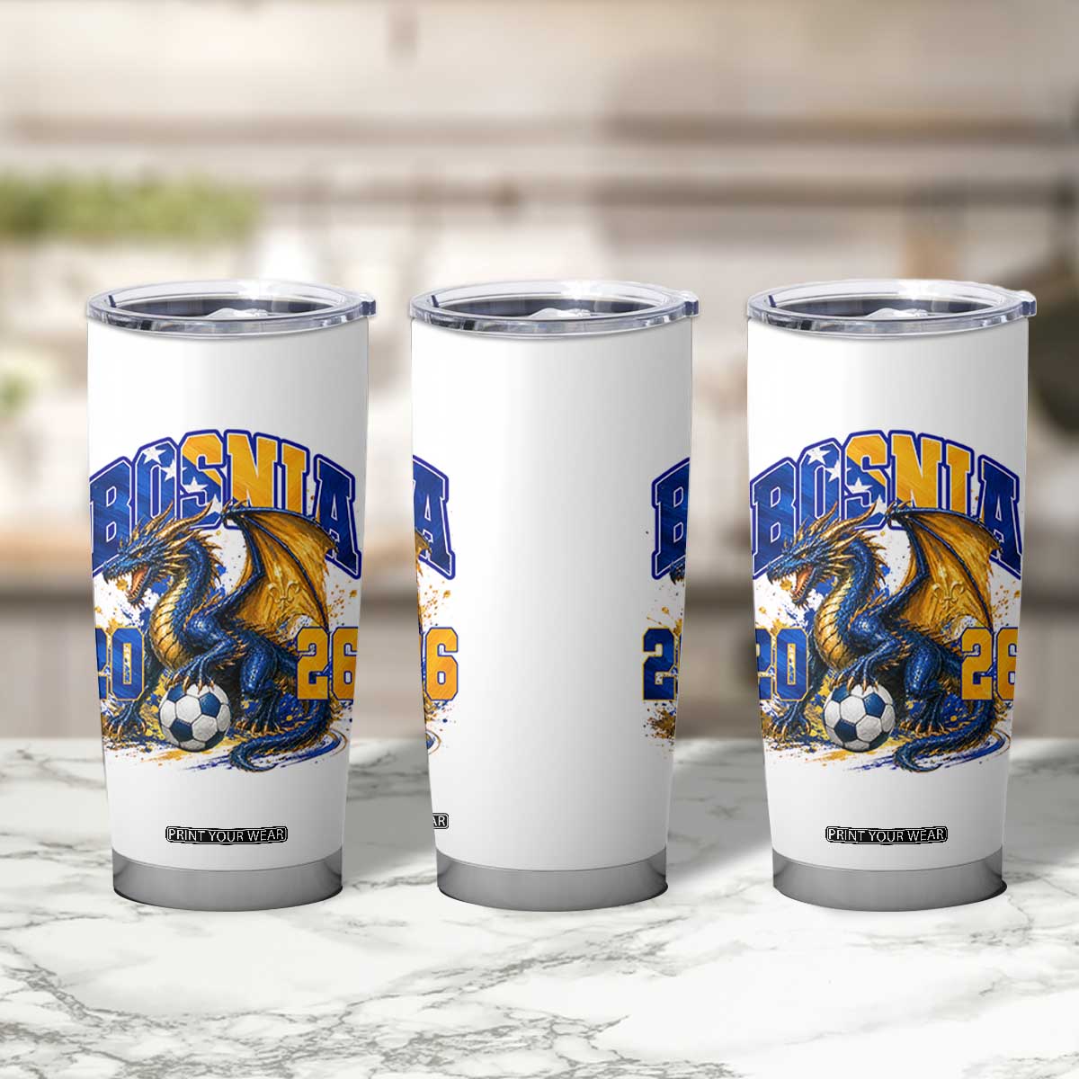 Bosnian Dragon Fudbal Fan Tumbler Cup Bosnia And Herzegovina Pride