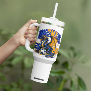 Bosnian Dragon Fudbal Fan Tumbler With Handle Bosnia And Herzegovina Pride