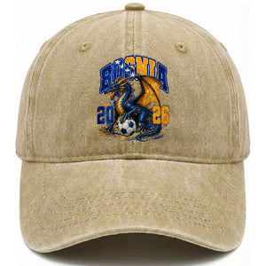 Bosnian Dragon Fudbal Fan Washed Cotton Baseball Cap Bosnia And Herzegovina Pride