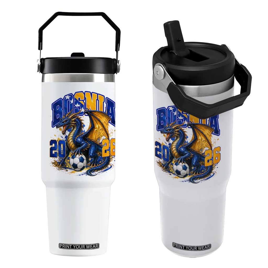 Bosnian Dragon Fudbal Fan Flip Straw Tumbler Bosnia And Herzegovina Pride