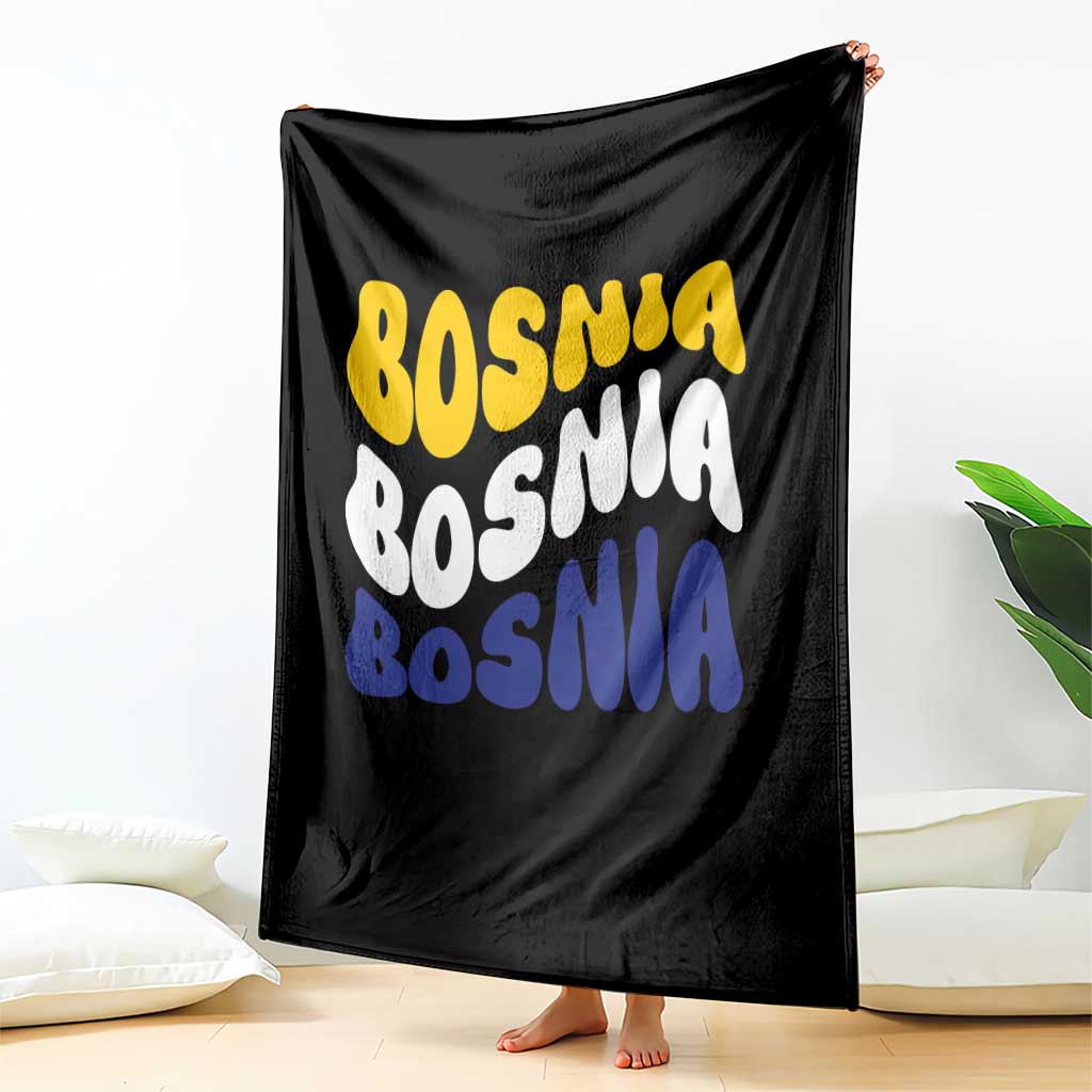 Groovy Retro Bosnia Throw Blanket Proud Bosnian Balkan Heritage Gift