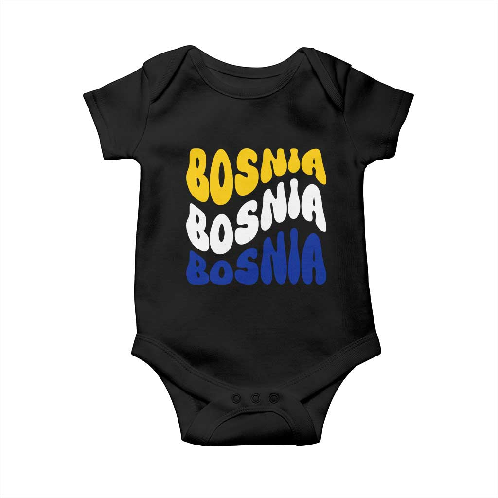 Groovy Retro Bosnia Baby Onesie Proud Bosnian Balkan Heritage Gift