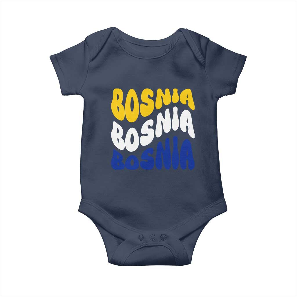 Groovy Retro Bosnia Baby Onesie Proud Bosnian Balkan Heritage Gift
