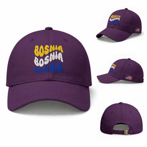 Groovy Retro Bosnia Baseball Cap Proud Bosnian Balkan Heritage Gift