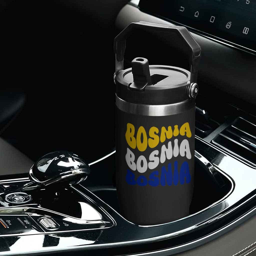 Groovy Retro Bosnia Flip Straw Tumbler Proud Bosnian Balkan Heritage Gift