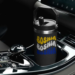 Groovy Retro Bosnia Flip Straw Tumbler Proud Bosnian Balkan Heritage Gift