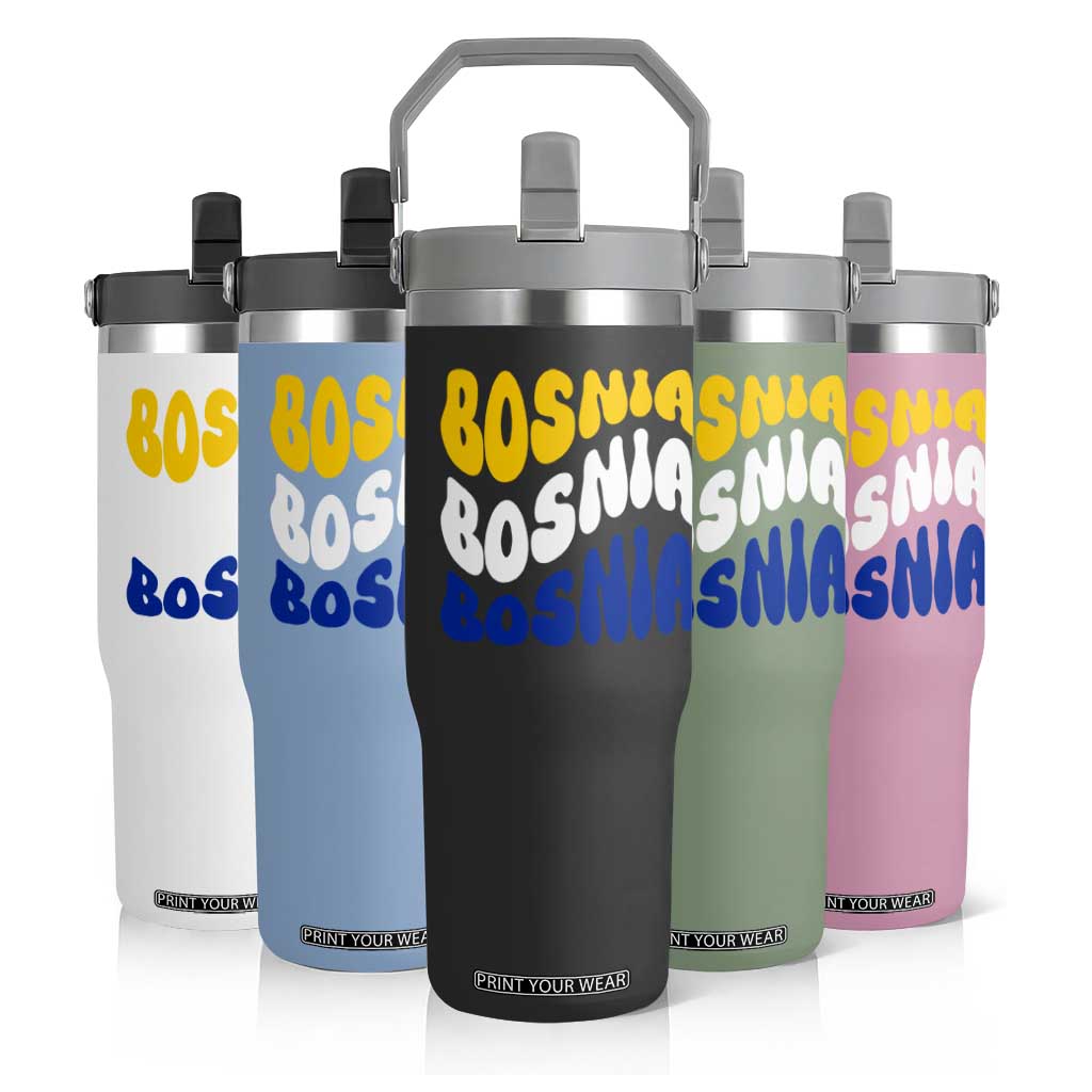 Groovy Retro Bosnia Flip Straw Tumbler Proud Bosnian Balkan Heritage Gift
