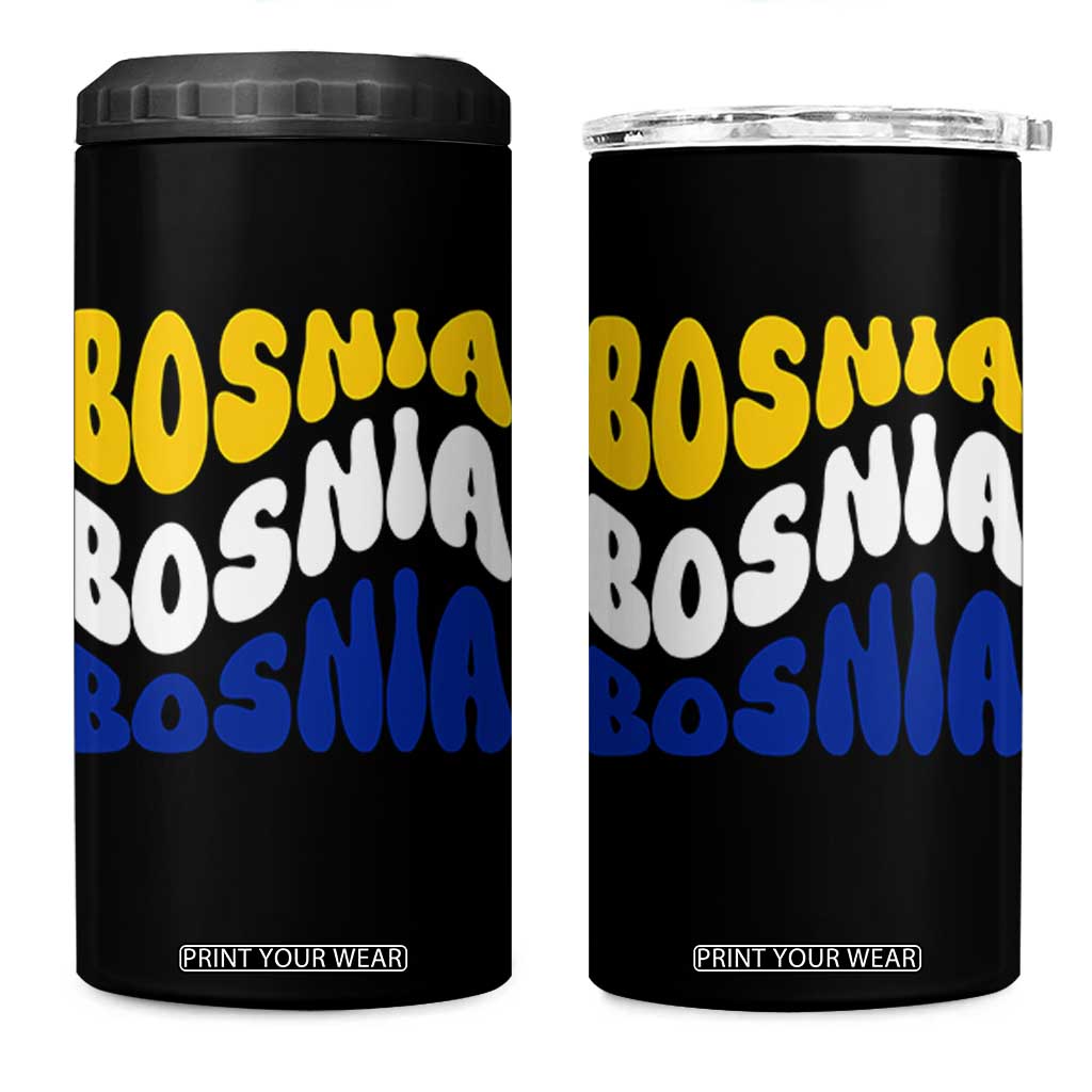 Groovy Retro Bosnia 4 in 1 Can Cooler Tumbler Proud Bosnian Balkan Heritage Gift