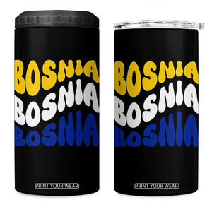 Groovy Retro Bosnia 4 in 1 Can Cooler Tumbler Proud Bosnian Balkan Heritage Gift