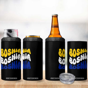 Groovy Retro Bosnia 4 in 1 Can Cooler Tumbler Proud Bosnian Balkan Heritage Gift