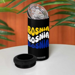Groovy Retro Bosnia 4 in 1 Can Cooler Tumbler Proud Bosnian Balkan Heritage Gift