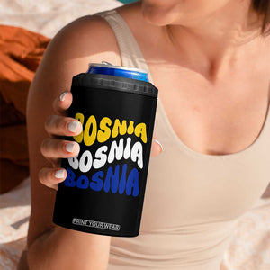 Groovy Retro Bosnia 4 in 1 Can Cooler Tumbler Proud Bosnian Balkan Heritage Gift