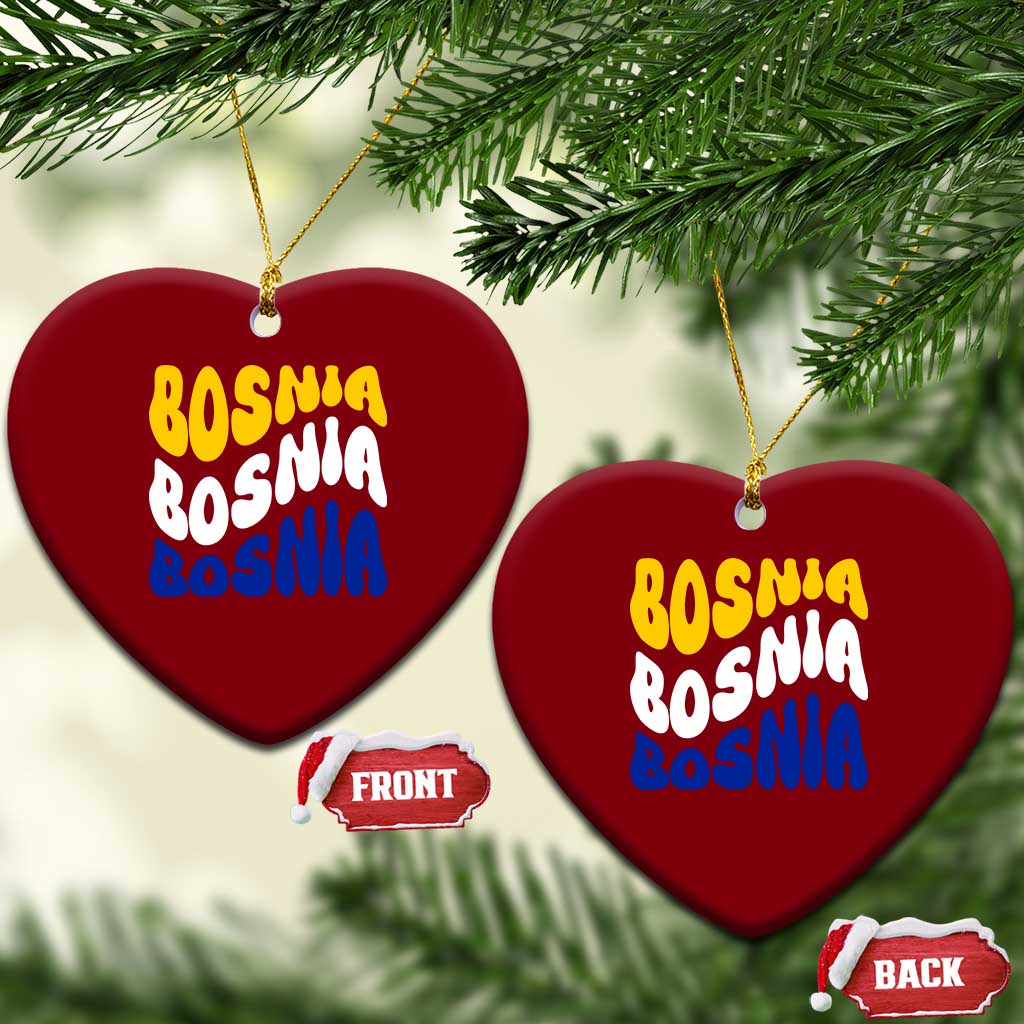Groovy Retro Bosnia Ceramic Ornament Proud Bosnian Balkan Heritage Gift