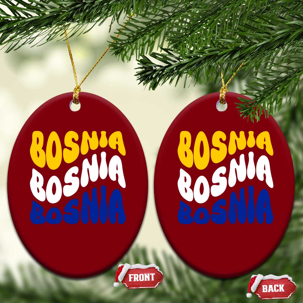 Groovy Retro Bosnia Ceramic Ornament Proud Bosnian Balkan Heritage Gift