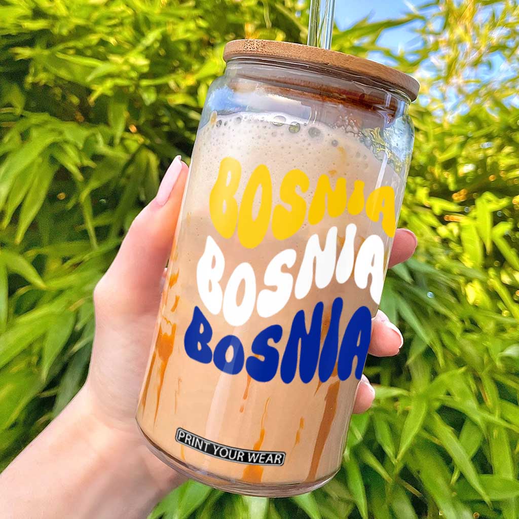 Groovy Retro Bosnia Glass Can Proud Bosnian Balkan Heritage Gift