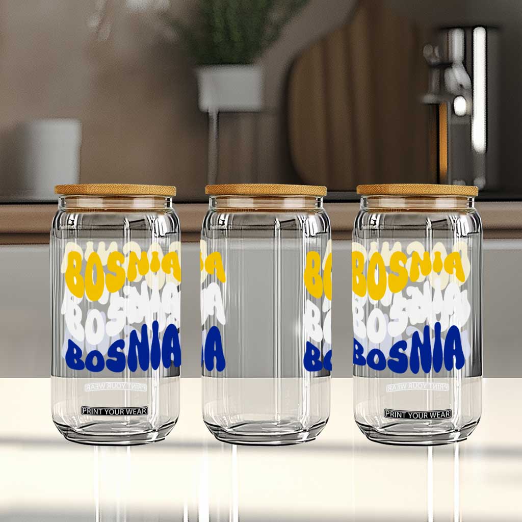 Groovy Retro Bosnia Glass Can Proud Bosnian Balkan Heritage Gift