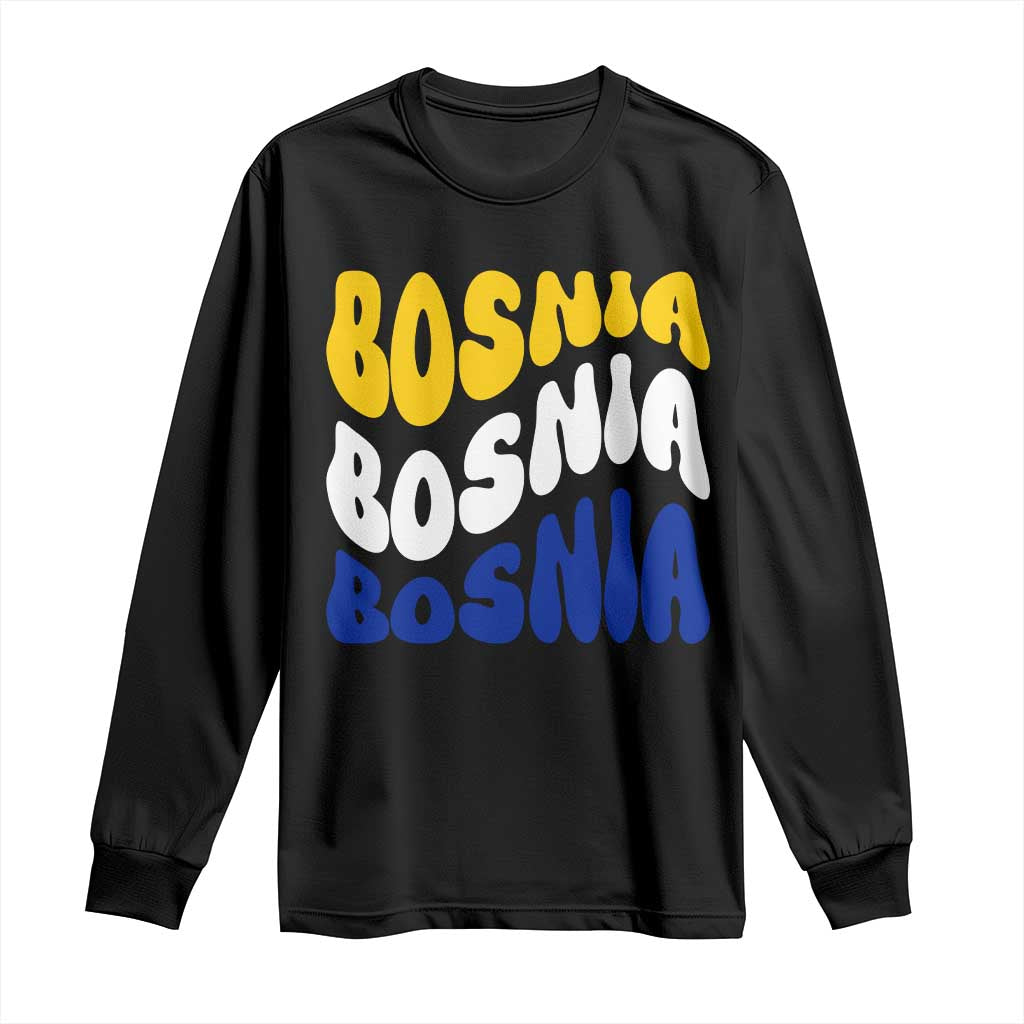 Groovy Retro Bosnia Long Sleeve Shirt Proud Bosnian Balkan Heritage Gift