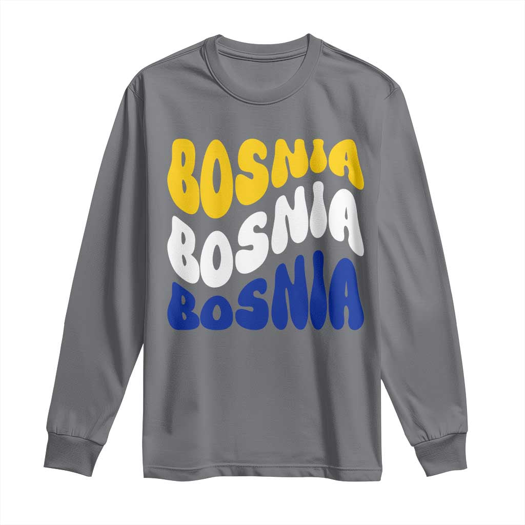 Groovy Retro Bosnia Long Sleeve Shirt Proud Bosnian Balkan Heritage Gift