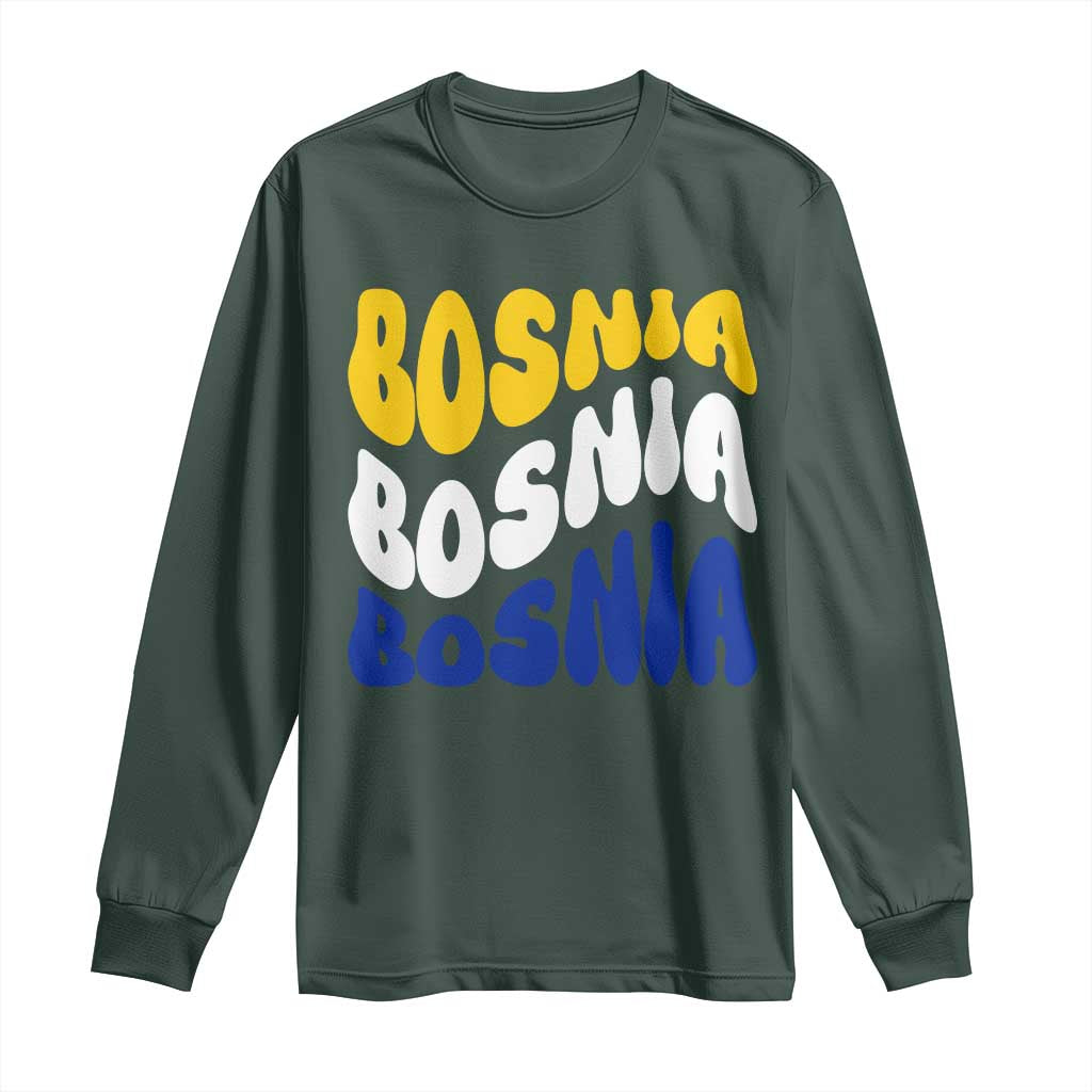 Groovy Retro Bosnia Long Sleeve Shirt Proud Bosnian Balkan Heritage Gift